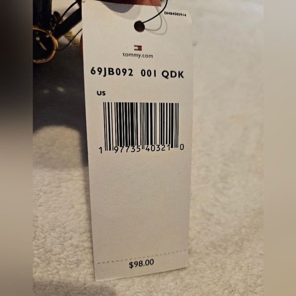 Tommy Hilfiger Black Patterned Gold Accents Adjustable Strap Crossbody Bag - Picture 7 of 8